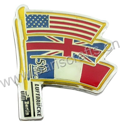Silver Printing Flag Badge With Epoxy