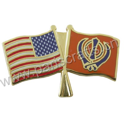 Silver Printing Flag Badge With Epoxy