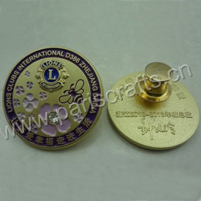 Gold Enamel Lions Badge