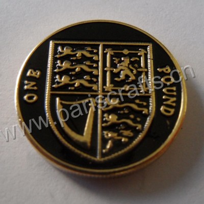 Zinc Alloy Gold Coin For Souvenir With Black Enamel