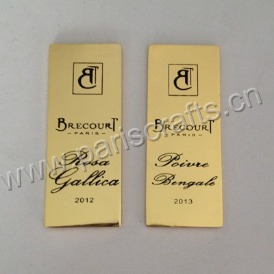 Metal Plate With Printed Logo For Perfume Bottle