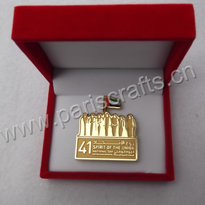 Gold Plating Pins Badges For UAE National Day  