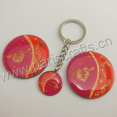 Round Metal Printing Keychain With Epoxy